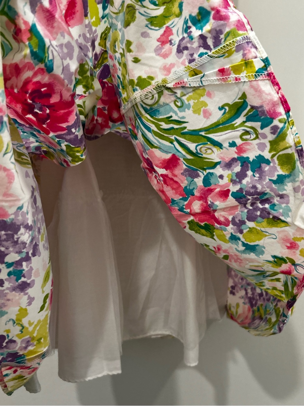 Vintage Manhattan 80s Floral Dress 🇨🇦 Girls Size 12 Scalloped Neck - Picture 12 of 15